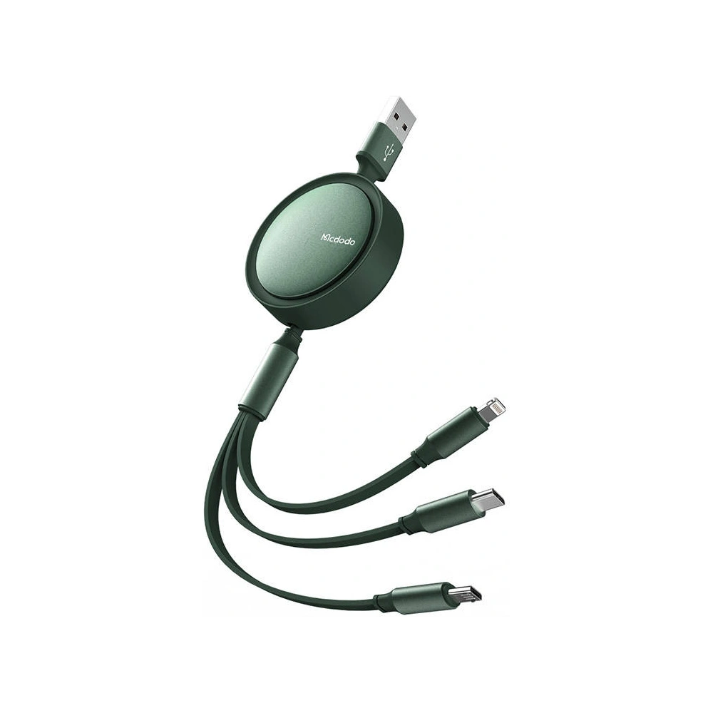 Hurtownia GSM - Kabel zwijbar USB Mcdodo CA-7251 3w1 USB-A / Lightning, USB-C, microUSB 1,2m grün - MDD149 - {ean13} - Hurt