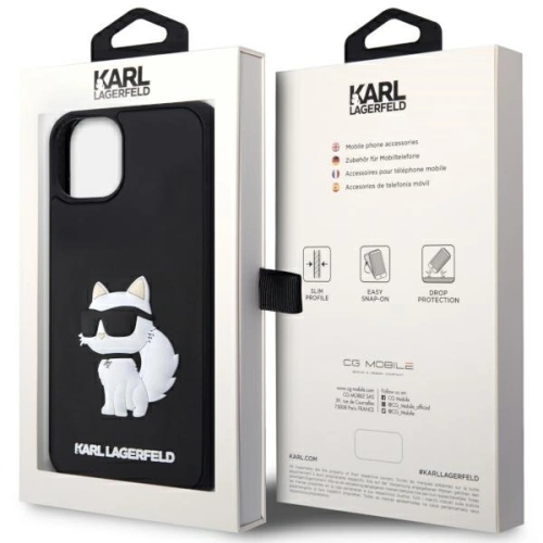 Etui Karl Lagerfeld KLHCP14M3DRKHNK Apple iPhone 14 Plus / 15 Plus hardcase Rubber Choupette 3D czarny/black