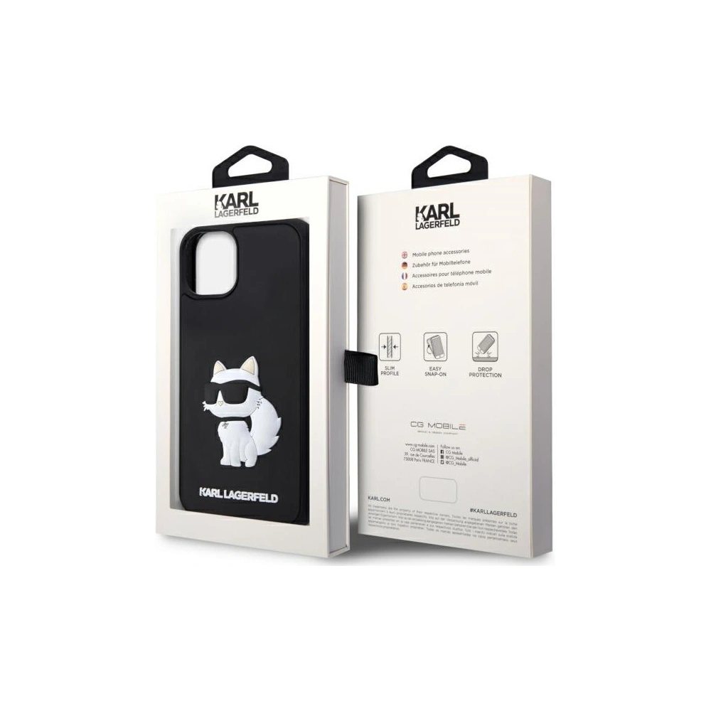 Hurtownia GSM - Etui Karl Lagerfeld KLHCP14M3DRKHNK Apple iPhone 14 Plus / 15 Plus hardcase Rubber Choupette 3D černý/black - KLD1825 - {ean13} - Hurt