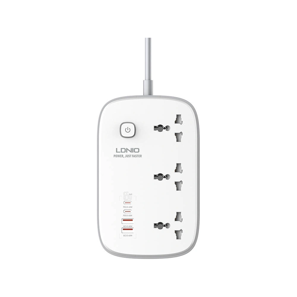 Hurtownia GSM - Tápegység LDNIO SC3416 3x EU csatlakozó, 2xUSB-A, 2xUSB-C, GaN, 65W fehér - LDN476 - {ean13} - Hurt
