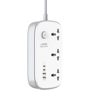 Hurtownia GSM - Napájecí lišta LDNIO SC3416 3x EU zásuvky, 2xUSB-A, 2xUSB-C, GaN, 65W bílá - LDN476 - {ean13} - Hurt