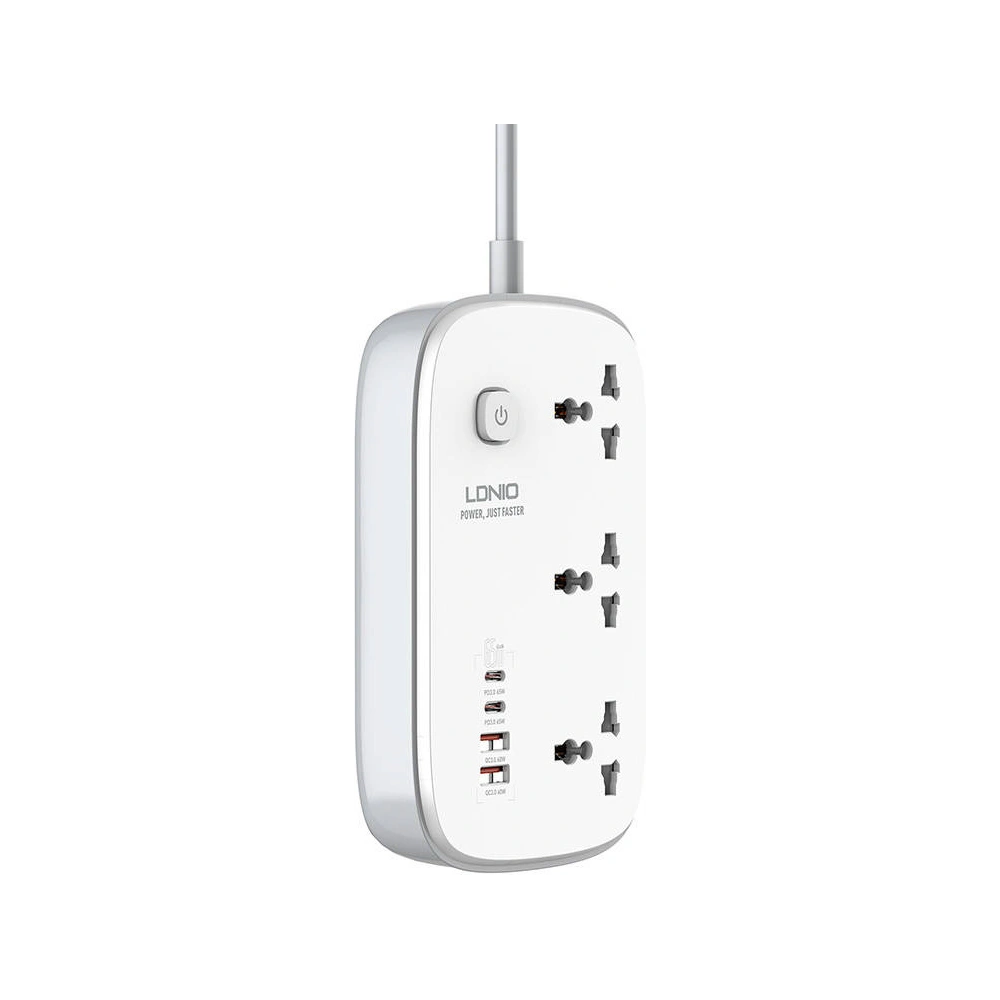 Hurtownia GSM - Tápegység LDNIO SC3416 3x EU csatlakozó, 2xUSB-A, 2xUSB-C, GaN, 65W fehér - LDN476 - {ean13} - Hurt