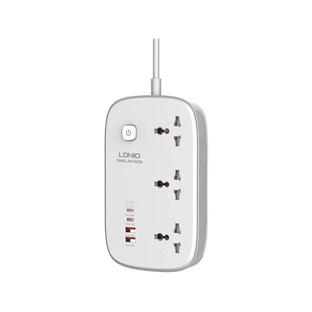 Hurtownia GSM - Tápegység LDNIO SC3416 3x EU csatlakozó, 2xUSB-A, 2xUSB-C, GaN, 65W fehér - LDN476 - {ean13} - Hurt