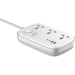 Hurtownia GSM - Napájecí lišta LDNIO SC3416 3x EU zásuvky, 2xUSB-A, 2xUSB-C, GaN, 65W bílá - LDN476 - {ean13} - Hurt