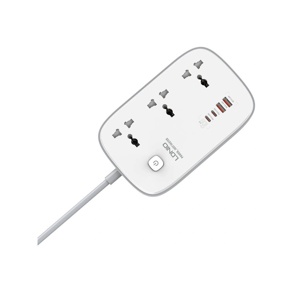 Hurtownia GSM - Tápegység LDNIO SC3416 3x EU csatlakozó, 2xUSB-A, 2xUSB-C, GaN, 65W fehér - LDN476 - {ean13} - Hurt