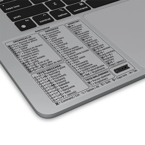 Naklejka ze skrótami klawiszowymi GrizzGlass MacOS Adobe Photoshop [PL]