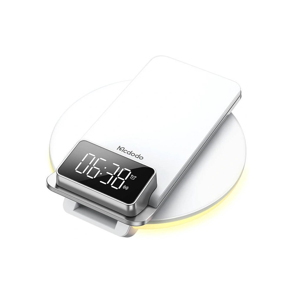 Hurtownia GSM - Încărcător wireless cu funcție de lampă de noapte / ceas deșteptător Mcdodo CH-1610 15W, albă - MDD165 - {ean13} - Hurt