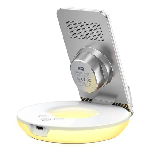 Ładowarka bezprzewodowa z funkcją lampki nocnej / budzika Mcdodo CH-1610 15W, biała