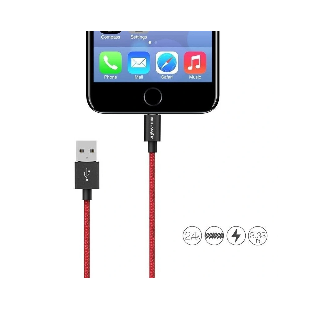 Hurtownia GSM - Kabel Lightning BlitzWolf BW-MF5 1m czerwony - BLZ032RED - {ean13} - Hurt