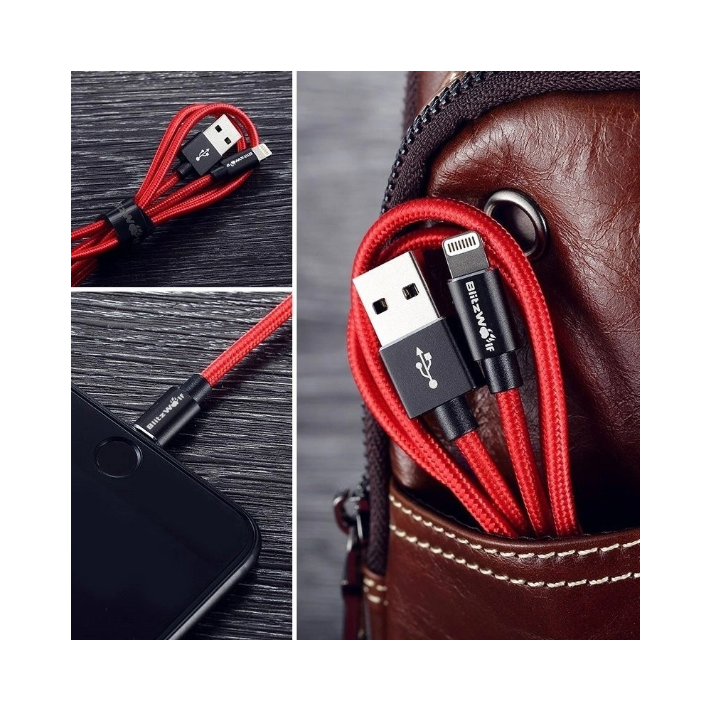 Hurtownia GSM - Kabel Lightning BlitzWolf BW-MF5 1m czerwony - BLZ032RED - {ean13} - Hurt
