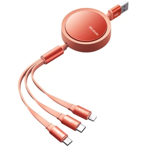 Hurtownia GSM - Zsinór tekercselhető Mcdodo CA-7252 3w1 USB-A / Lightning, microUSB, USB-C, 1,2m (narancssárga) - MDD171 - {ean13} - Hurt