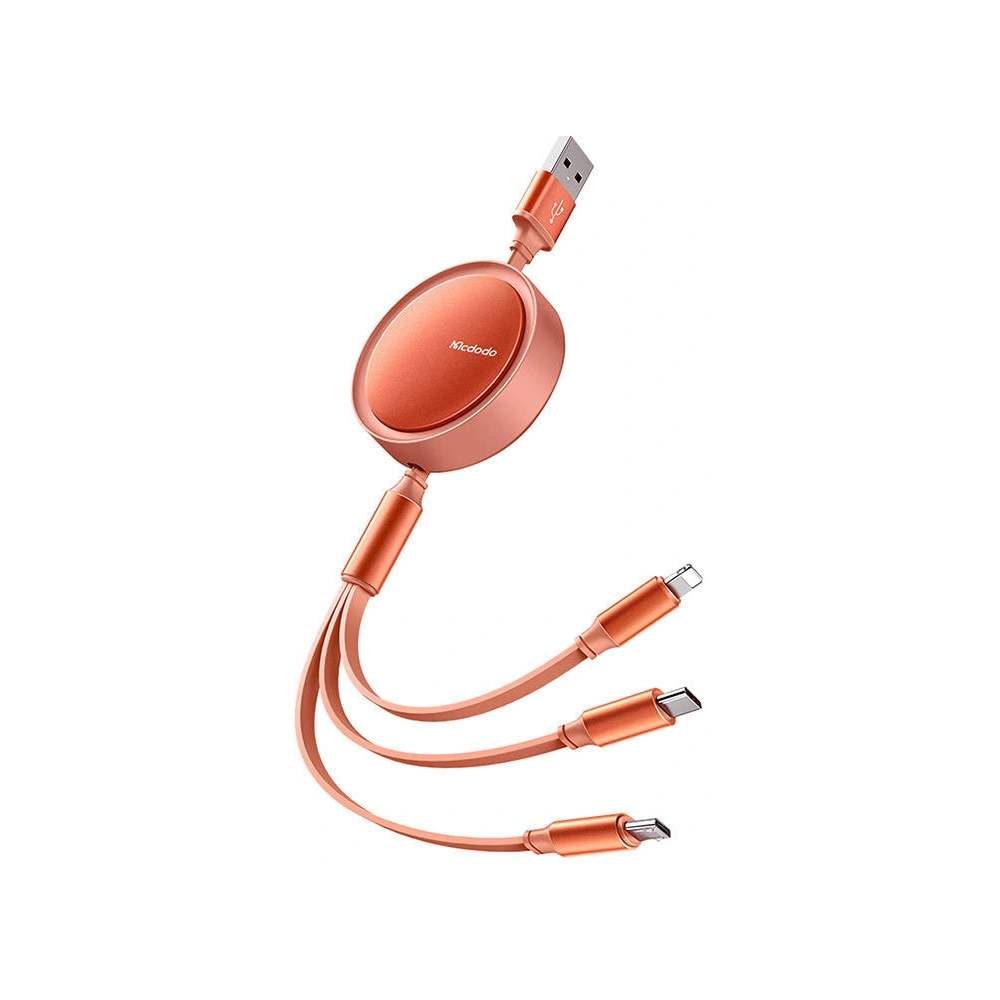 Hurtownia GSM - Kabel zwijbar Mcdodo CA-7252 3w1 USB-A / Lightning, microUSB, USB-C, 1,2m (orange) - MDD171 - {ean13} - Hurt