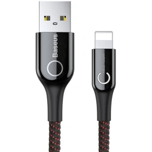 Kabel USB Lightning z diodą LED Baseus C-shaped 2.4A 1m (czarny)