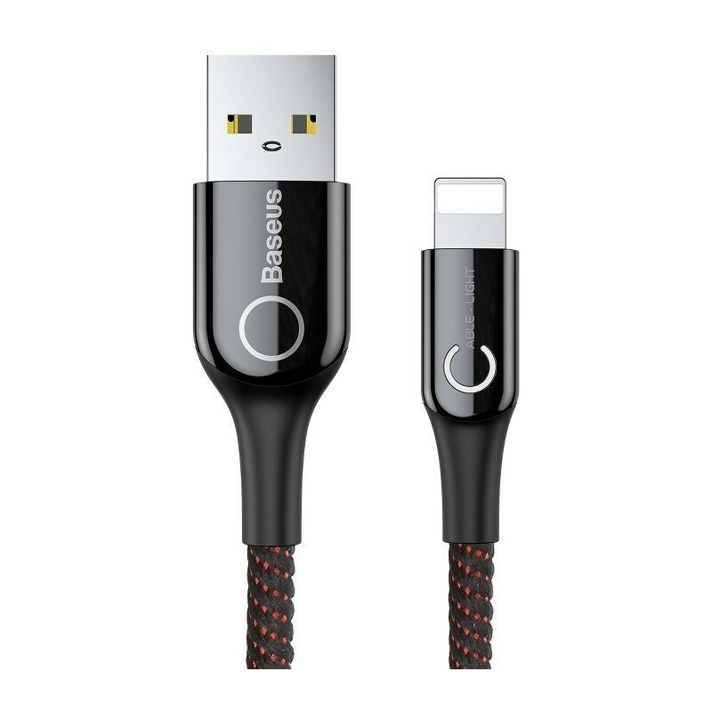 Hurtownia Baseus - 6953156275652 - BSU492BLK - Kabel USB Lightning z diodą LED Baseus C-shaped 2.4A 1m (czarny) - B2B homescreen
