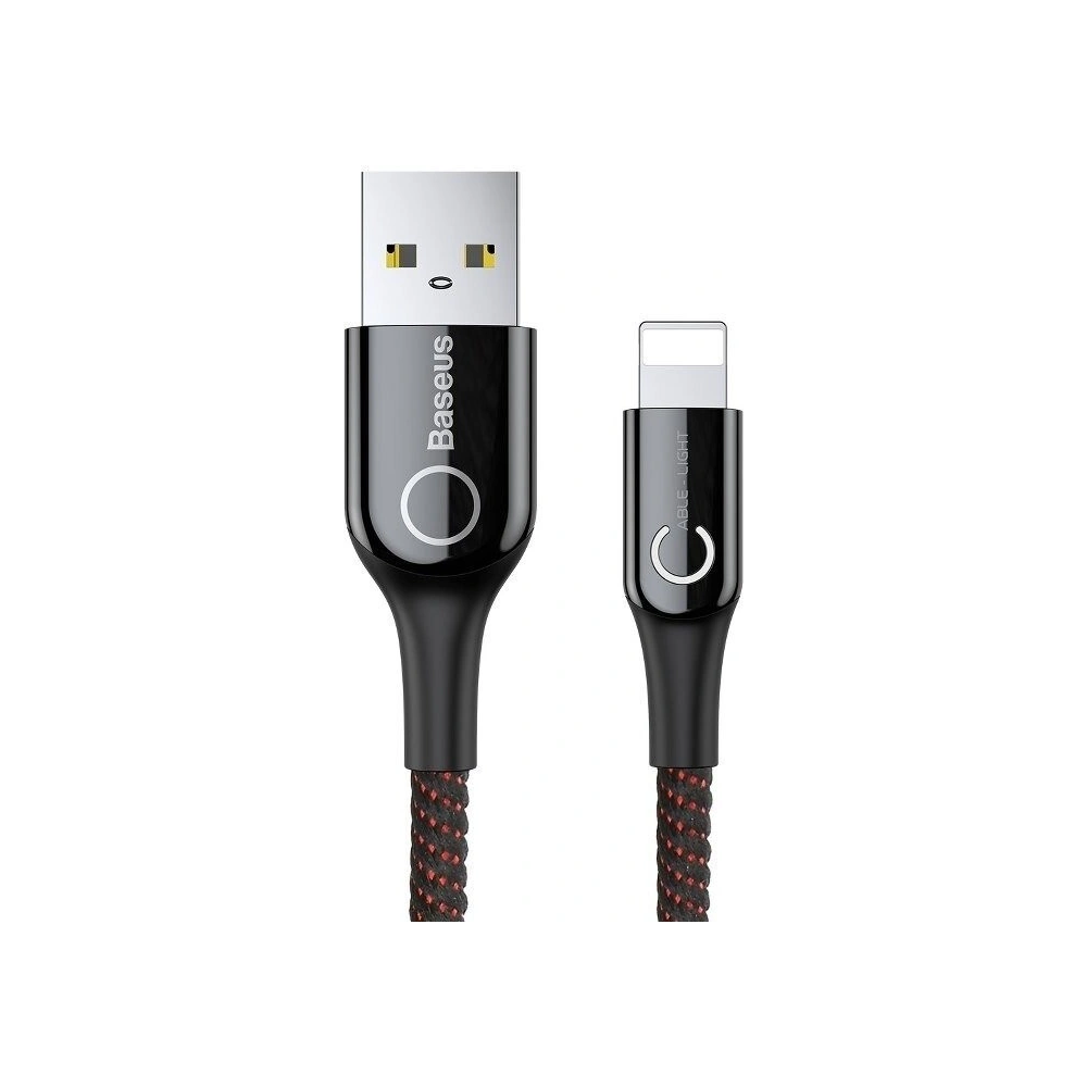 Hurtownia GSM - Kabel USB Lightning z diodą LED Baseus C-shaped 2.4A 1m (czarny) - BSU492BLK - {ean13} - Hurt