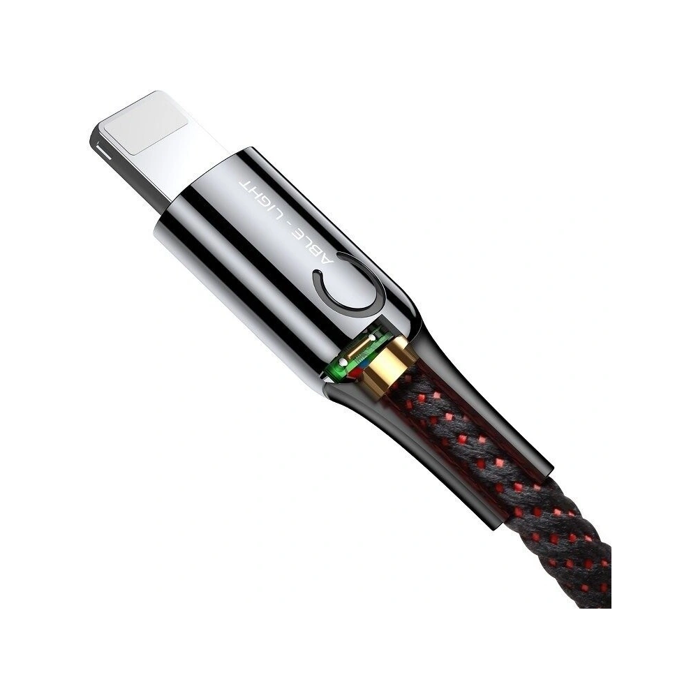 Wholesale Lightning Cable with LED Lamp Baseus C-shaped 2.4A 1m Black - BSU492BLK - {ean13} - Hurt
