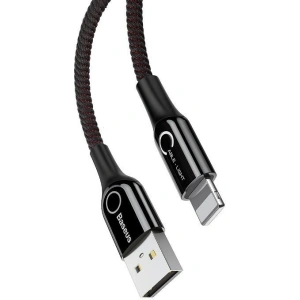 Kabel USB Lightning z diodą LED Baseus C-shaped 2.4A 1m (czarny)
