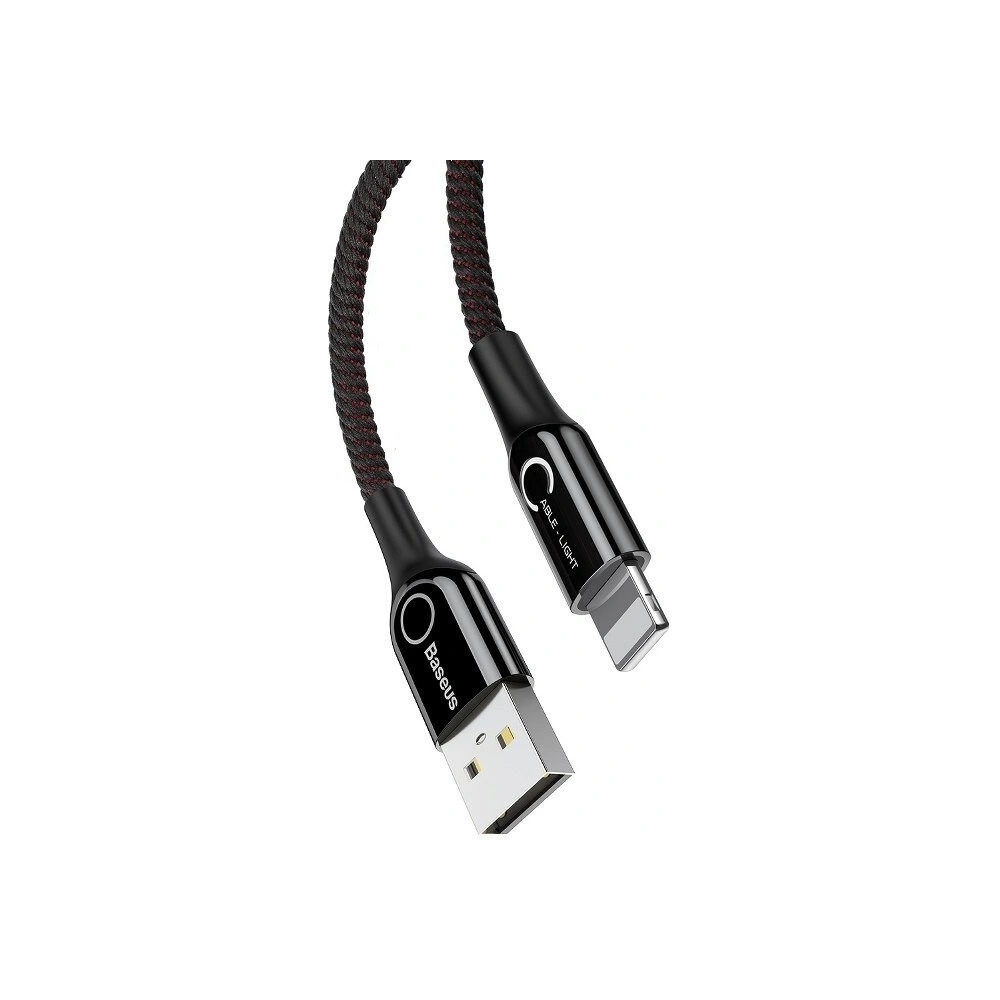 Wholesale Lightning Cable with LED Lamp Baseus C-shaped 2.4A 1m Black - BSU492BLK - {ean13} - Hurt