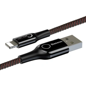 Kabel USB Lightning z diodą LED Baseus C-shaped 2.4A 1m (czarny)