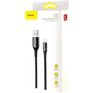 Kabel USB Lightning z diodą LED Baseus C-shaped 2.4A 1m (czarny)