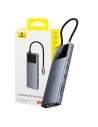 Adapter 10w1 Baseus Metal Gleam II sorozat USB-C / HDMI, USB-A (10Gbps), 2xUSB-A, USB-C, USB-C (PD), RJ45, SD/TF, mini-jack 3,5mm