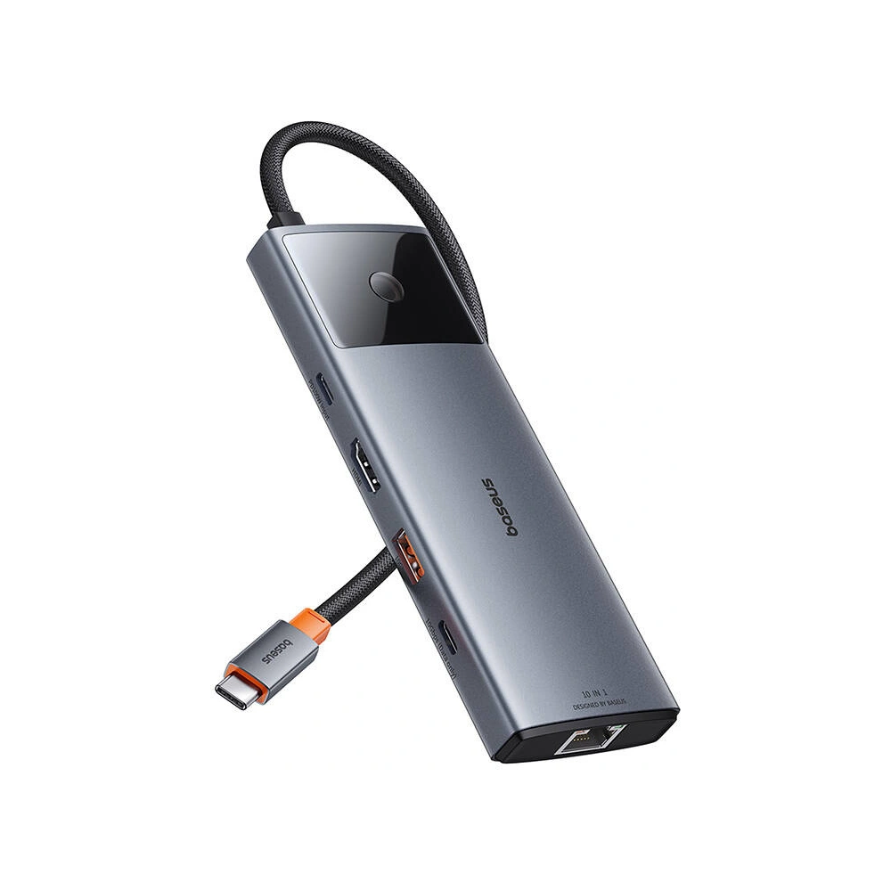 Wholesale 10in1 Baseus Metal Gleam II Series USB-C / HDMI adapter, USB-A (10Gbps), 2xUSB-A, USB-C, USB-C (PD), RJ45, SD/TF, 3.5mm mini-jack - BSU4772 - {ean13} - Hurt