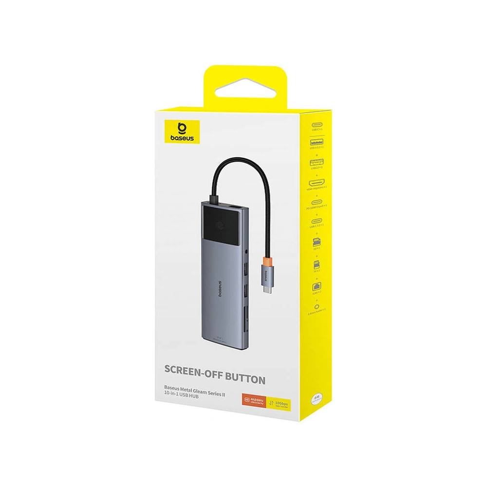 Hurtownia GSM - Adaptér 10w1 Baseus Metal Gleam II Series USB-C / HDMI, USB-A (10Gbps), 2xUSB-A, USB-C, USB-C (PD), RJ45, SD/TF, mini-jack 3,5mm - BSU4772 - {ean13} - Hurt