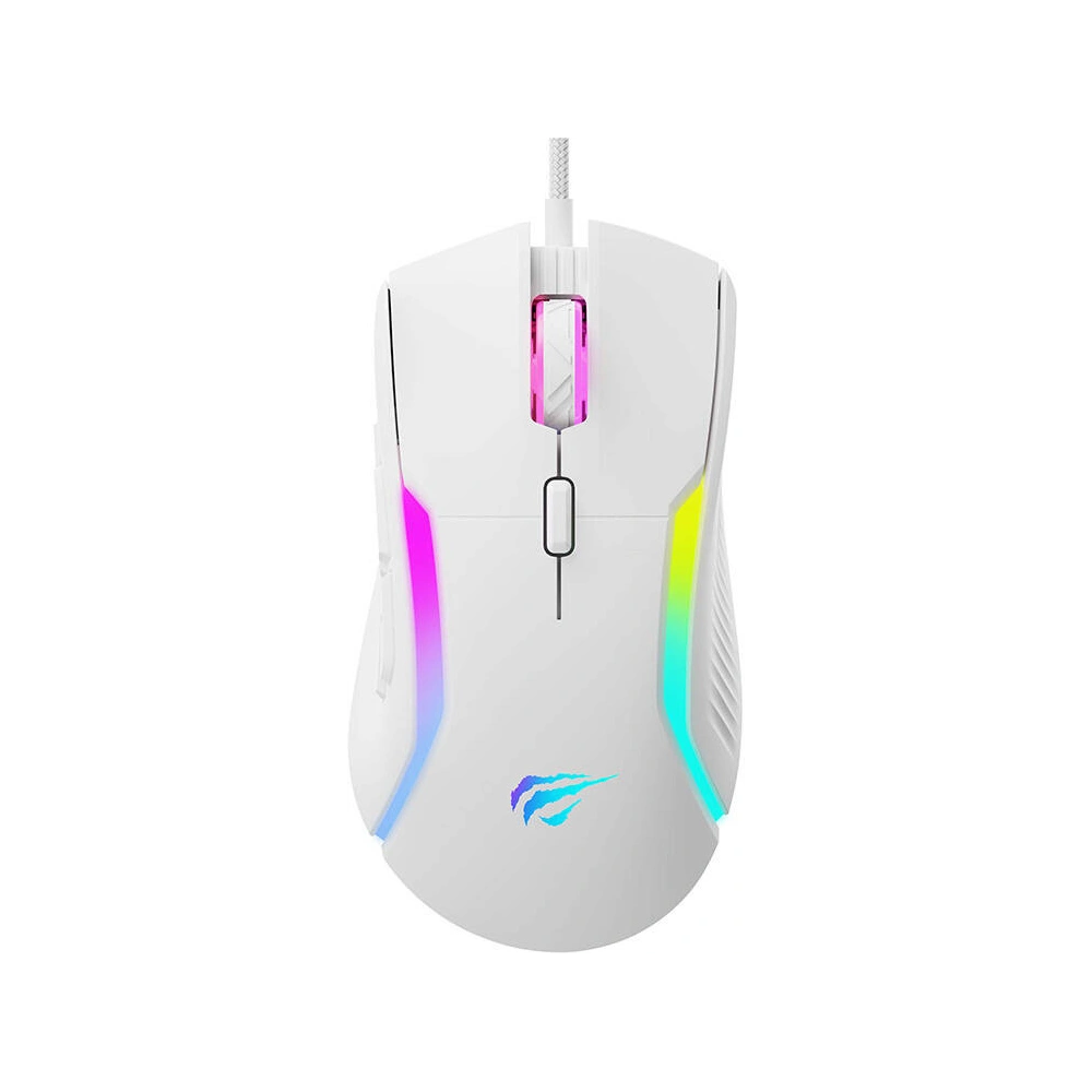 Hurtownia GSM - Drátová myš Havit MS1033 RGB, 800-8000 DPI (bílá) - HVT245 - {ean13} - Hurt