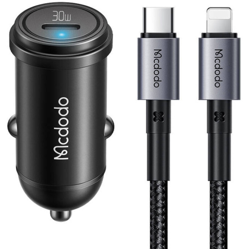 Mcdodo Distributor - 6921002674928 - MDD206 - Mcdodo CC-7492 USB-C, 30W car charger + cable USB-C / Lightning (black) - B2B homescreen