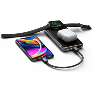 Hurtownia GSM - Powerbank bezprzewodowy Satechi Quatro Wireless Powerbank 3w1, 10000mAh (black) + kabel USB-C / USB-C, 60W, 1m - STH95 - {ean13} - Hurt