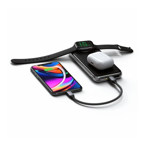 Powerbank bezprzewodowy Satechi Quatro Wireless Powerbank 3w1, 10000mAh (black) + kabel USB-C / USB-C, 60W, 1m