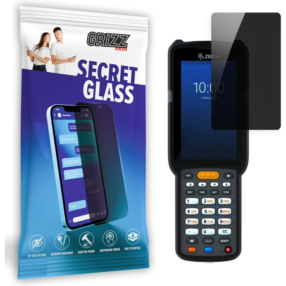 Matowe szkło prywatyzujące GrizzGlass SecretGlass do Zebra MC330L