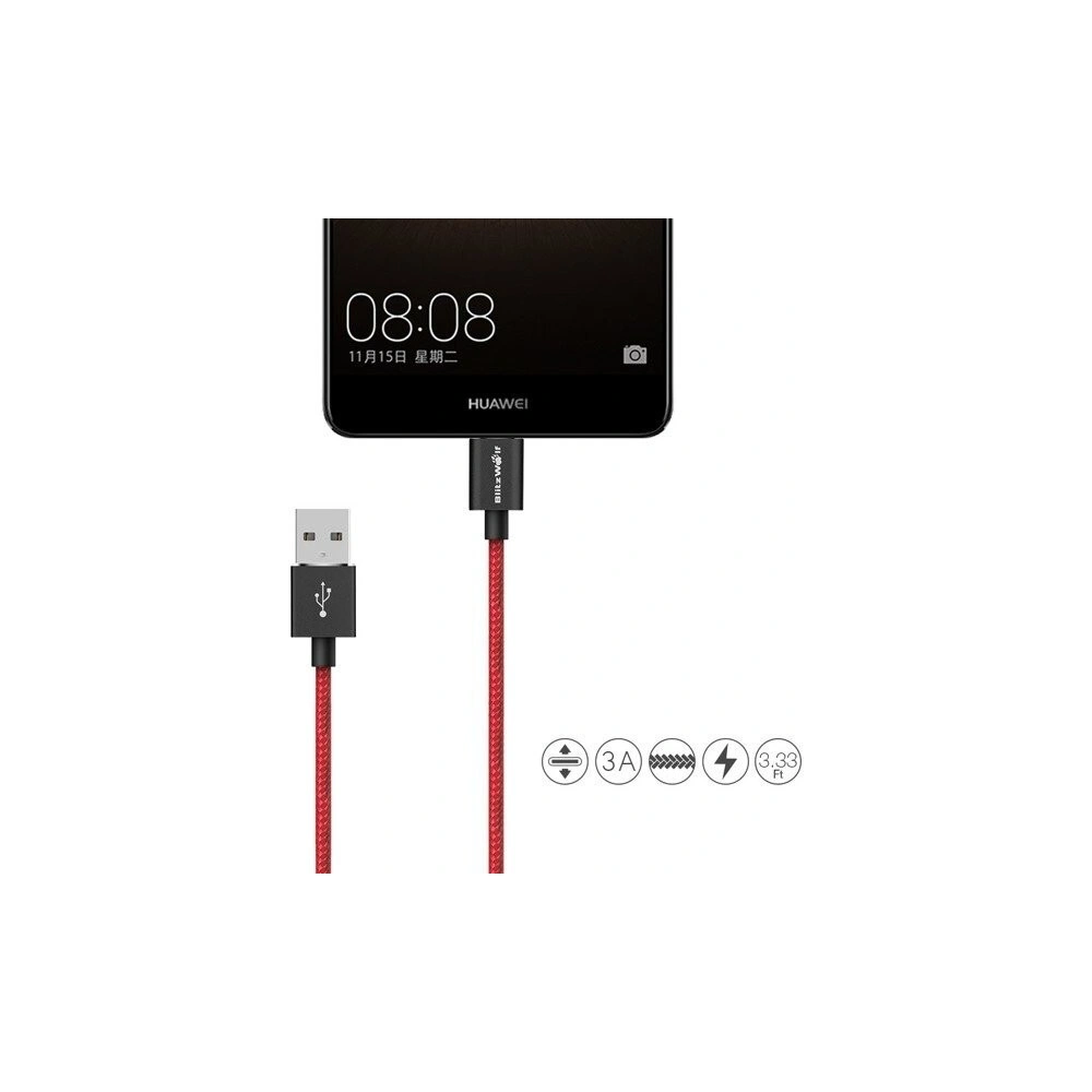 Hurtownia GSM - Kabel USB typu C BlitzWolf BW-TC1 1m czerwony - BLZ043RED - {ean13} - Hurt