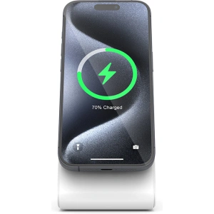 Hurtownia GSM - Vezeték nélküli töltő 2w1 Crong MagSpot Stand MagSafe (fehér) - CRG668 - {ean13} - Hurt
