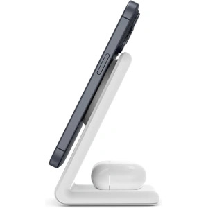 Hurtownia GSM - Vezeték nélküli töltő 2w1 Crong MagSpot Stand MagSafe (fehér) - CRG668 - {ean13} - Hurt