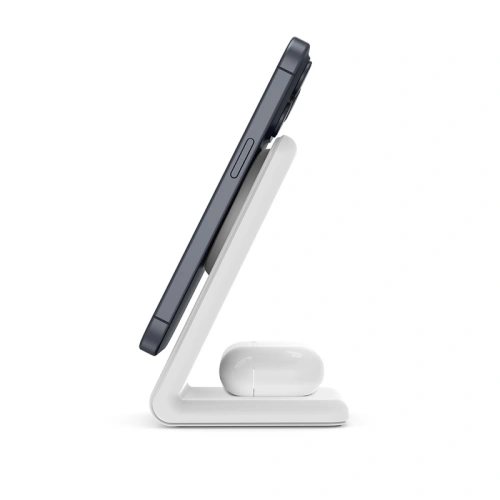Ładowarka bezprzewodowa 2w1 Crong MagSpot Stand MagSafe (biały)