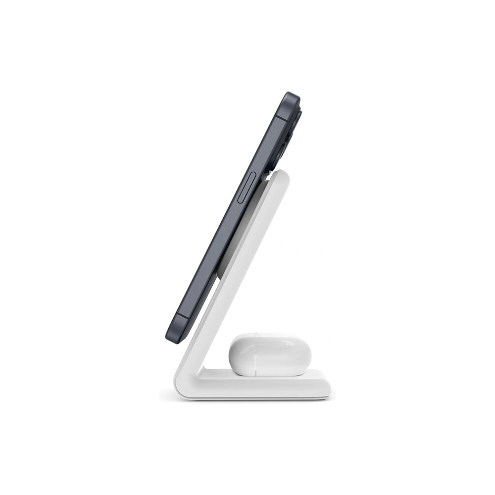 Hurtownia GSM - Încărcător wireless 2w1 Crong MagSpot Stand MagSafe (alb) - CRG668 - {ean13} - Hurt