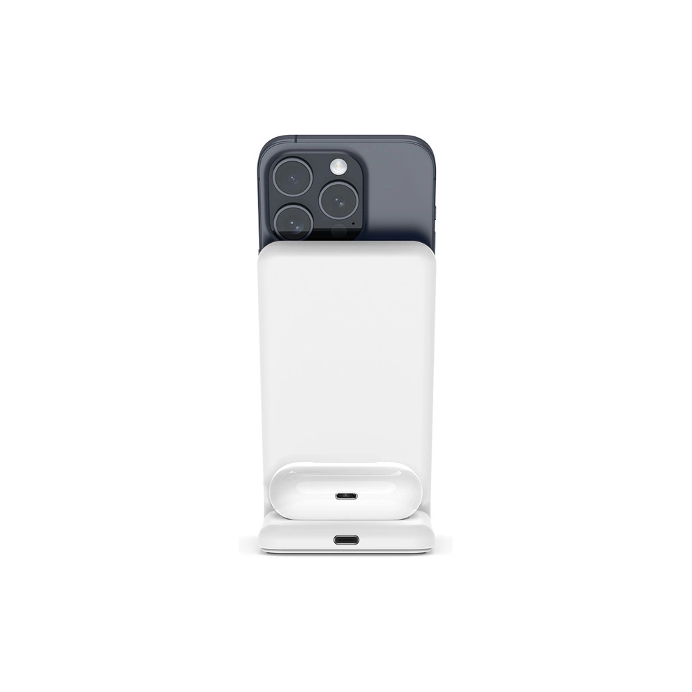 Hurtownia GSM - Încărcător wireless 2w1 Crong MagSpot Stand MagSafe (alb) - CRG668 - {ean13} - Hurt
