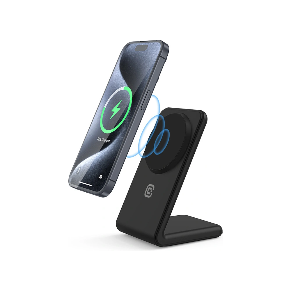 Hurtownia GSM - Încărcător wireless 2w1 Crong MagSpot Stand MagSafe (negru) - CRG669 - {ean13} - Hurt