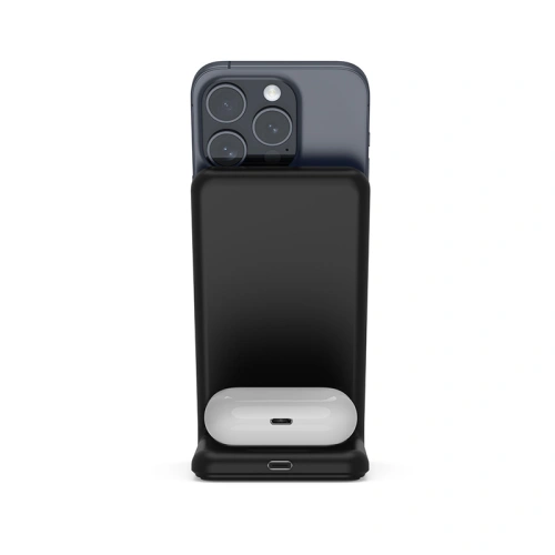 Ładowarka bezprzewodowa 2w1 Crong MagSpot Stand MagSafe (czarny)