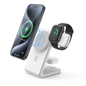 Hurtownia GSM - Vezeték nélküli töltő 3w1 Crong MagSpot Pivot Stand MagSafe (fehér) - CRG670 - {ean13} - Hurt