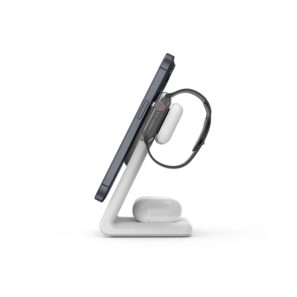 Hurtownia GSM - Încărcător wireless 3w1 Crong MagSpot Pivot Stand MagSafe (alb) - CRG670 - {ean13} - Hurt