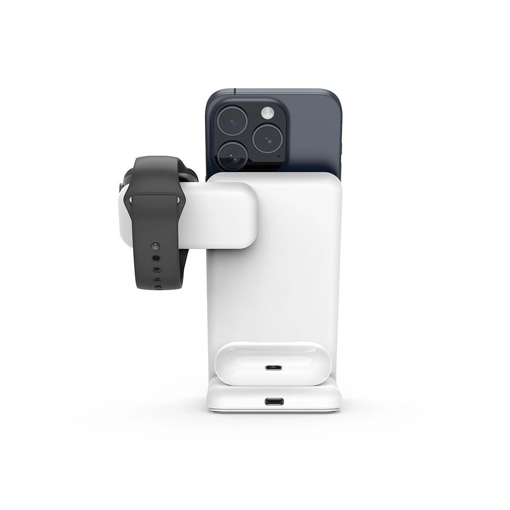 Hurtownia GSM - Încărcător wireless 3w1 Crong MagSpot Pivot Stand MagSafe (alb) - CRG670 - {ean13} - Hurt