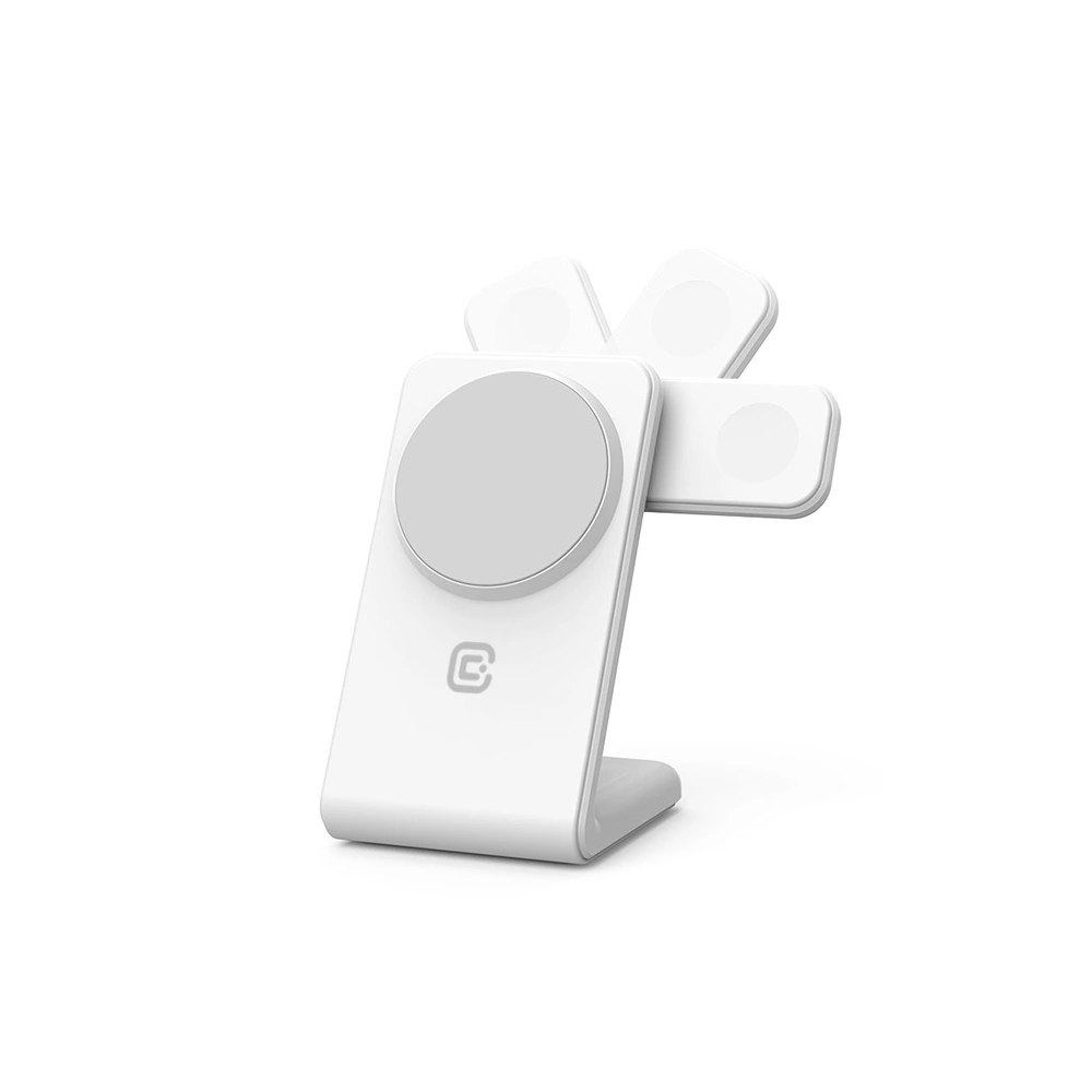 Hurtownia GSM - Încărcător wireless 3w1 Crong MagSpot Pivot Stand MagSafe (alb) - CRG670 - {ean13} - Hurt