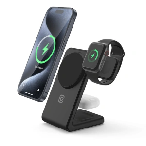 Hurtownia GSM - Vezeték nélküli töltő 3w1 Crong MagSpot Pivot Stand MagSafe (fekete) - CRG671 - {ean13} - Hurt