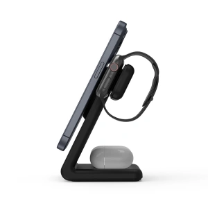 Hurtownia GSM - Vezeték nélküli töltő 3w1 Crong MagSpot Pivot Stand MagSafe (fekete) - CRG671 - {ean13} - Hurt