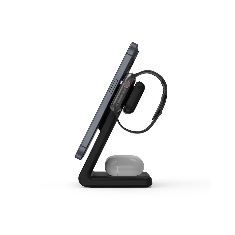 Hurtownia GSM - Bezdrátová nabíječka 3w1 Crong MagSpot Pivot Stand MagSafe (černá) - CRG671 - {ean13} - Hurt