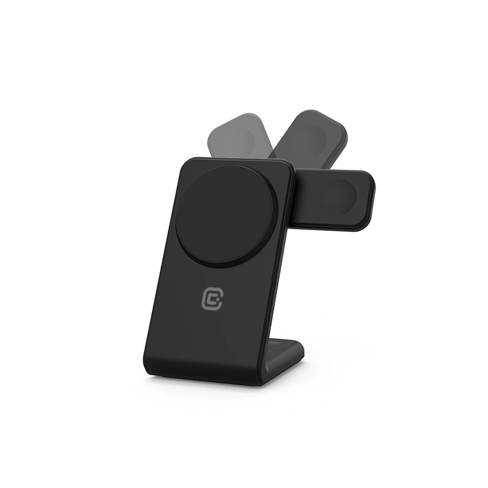 Hurtownia GSM - Încărcător fără fir 3w1 Crong MagSpot Pivot Stand MagSafe (negru) - CRG671 - {ean13} - Hurt
