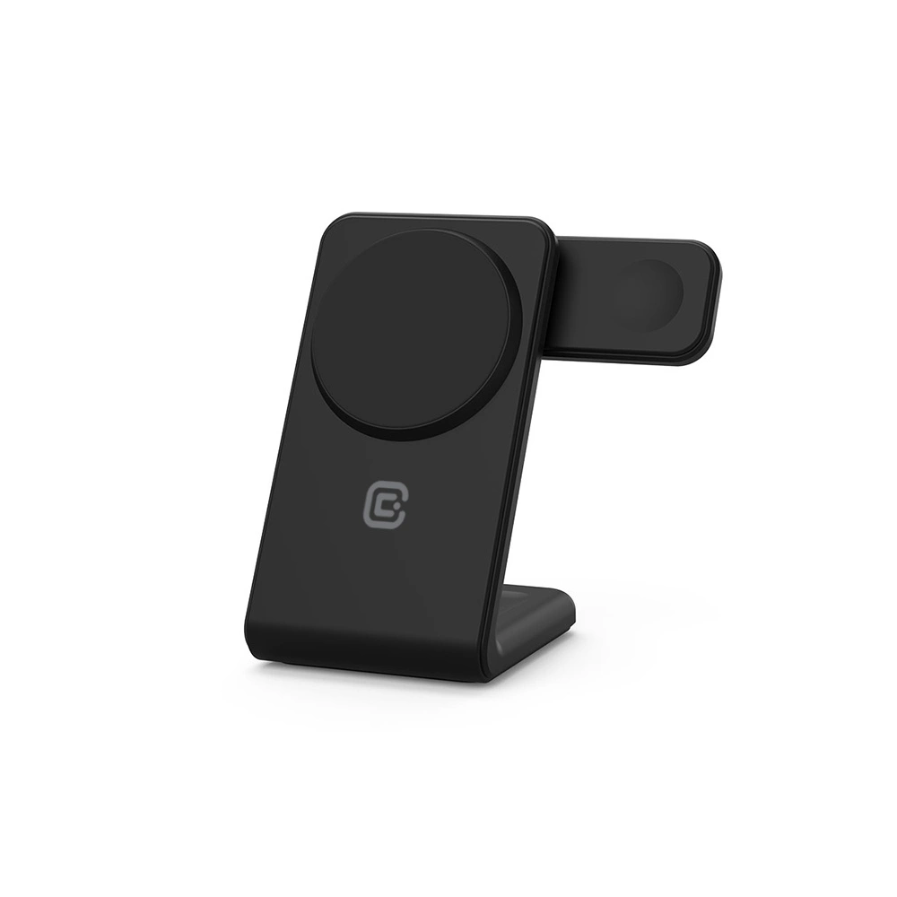 Hurtownia GSM - Bezdrátová nabíječka 3w1 Crong MagSpot Pivot Stand MagSafe (černá) - CRG671 - {ean13} - Hurt