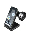 Vezeték nélküli töltő 3w1 Crong PowerSpot Pivot állvány (fekete)